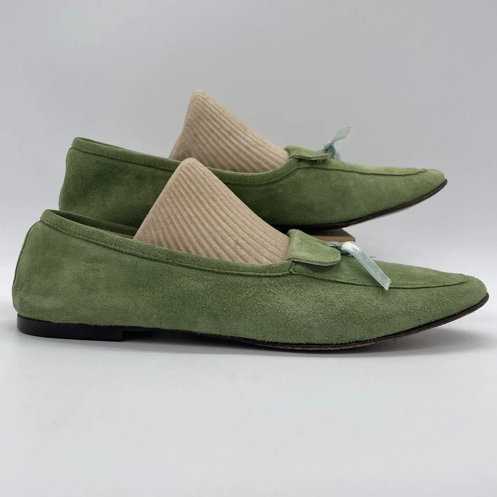J. Crew Green Suede Tassel Loafers